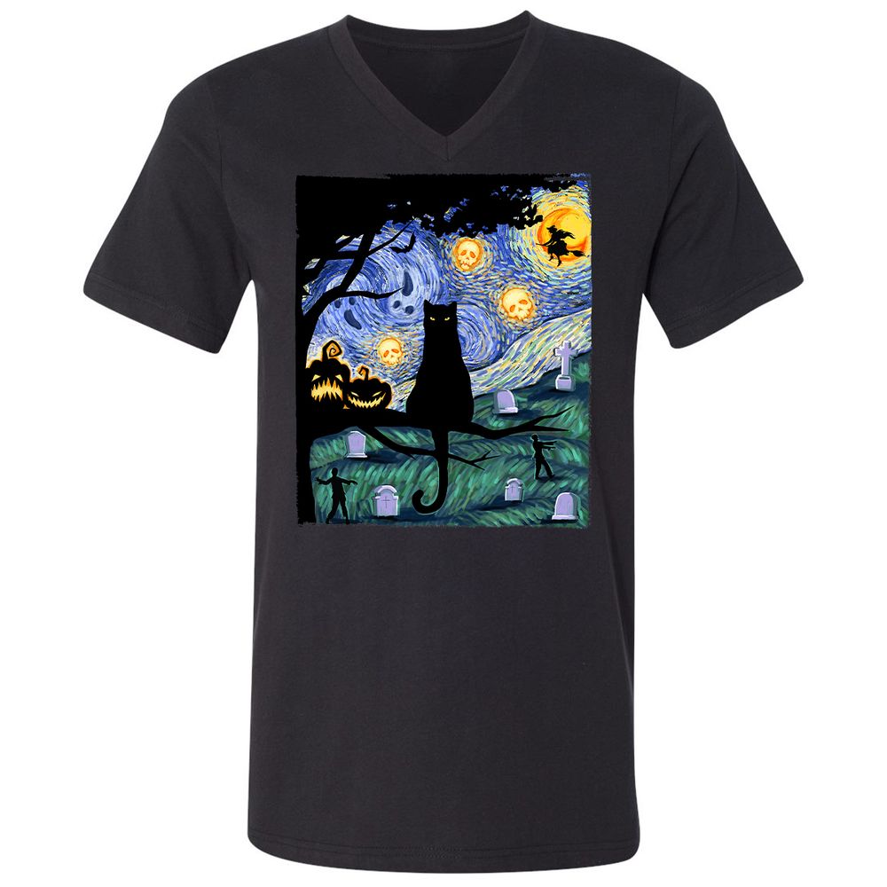 Unisex V-Neck T-Shirt - MFG2B8LN - Black - 1