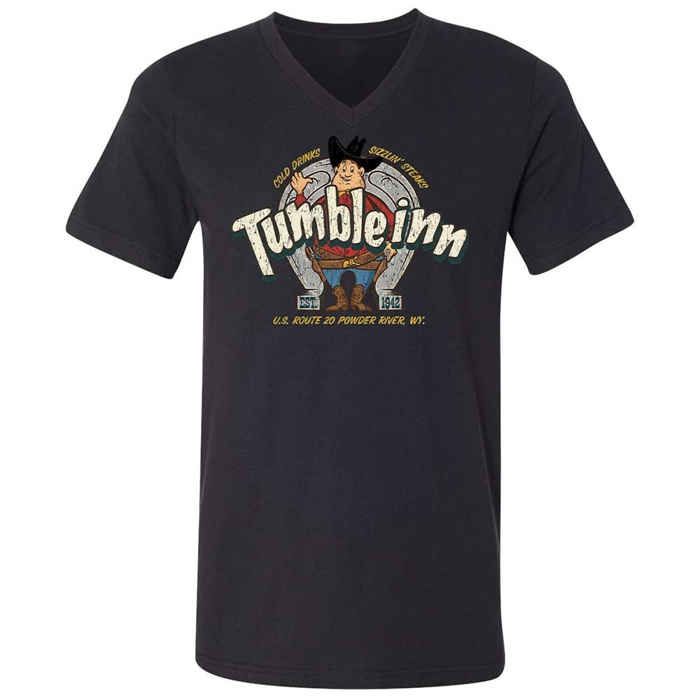 Unisex V-Neck T-Shirt - 6B7BKZ38 - Black - 1
