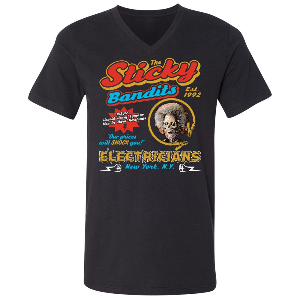 Unisex V-Neck T-Shirt - KJF7PV6Q - Black - 1
