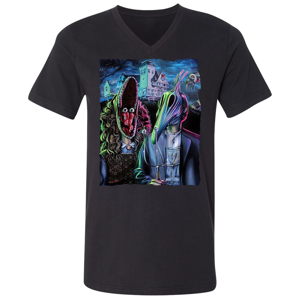 Unisex V-Neck T-Shirt - W5AT9T8Q - Black - 1