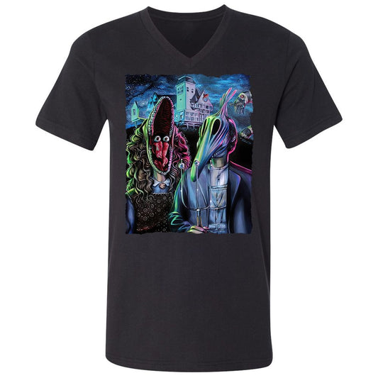 Unisex V-Neck T-Shirt - W5AT9T8Q - Black - 1