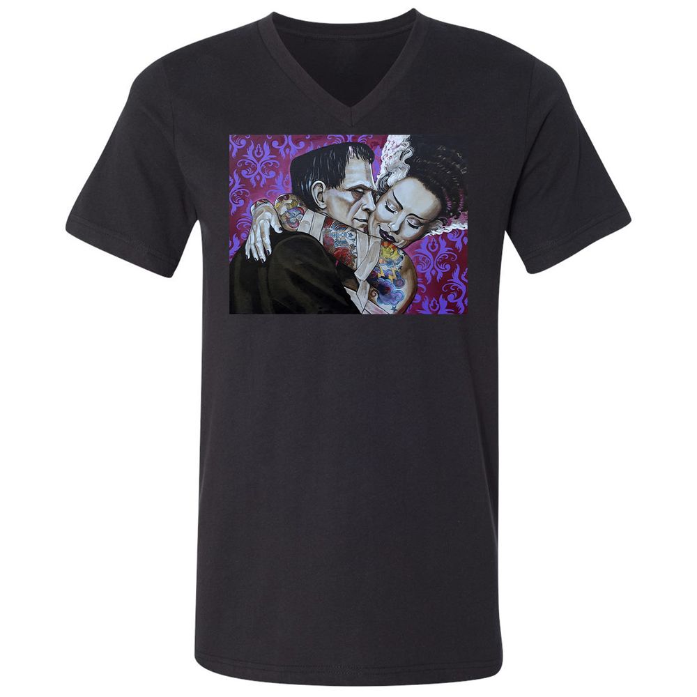 Unisex V-Neck T-Shirt - RCQC123J - Black - 1