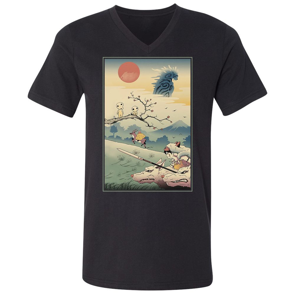 Unisex V-Neck T-Shirt - T5GTQ457 - Black - 1