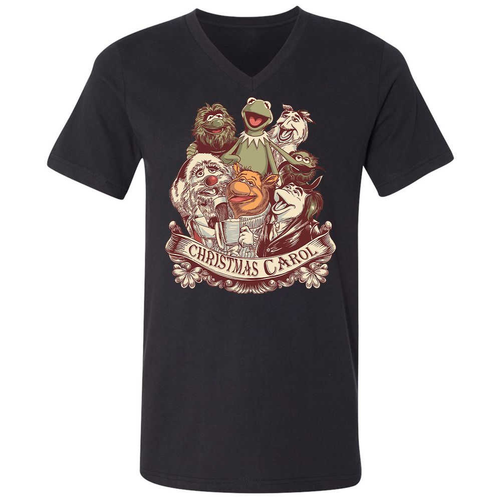 Unisex V-Neck T-Shirt - P4CERMPR - Black - 1