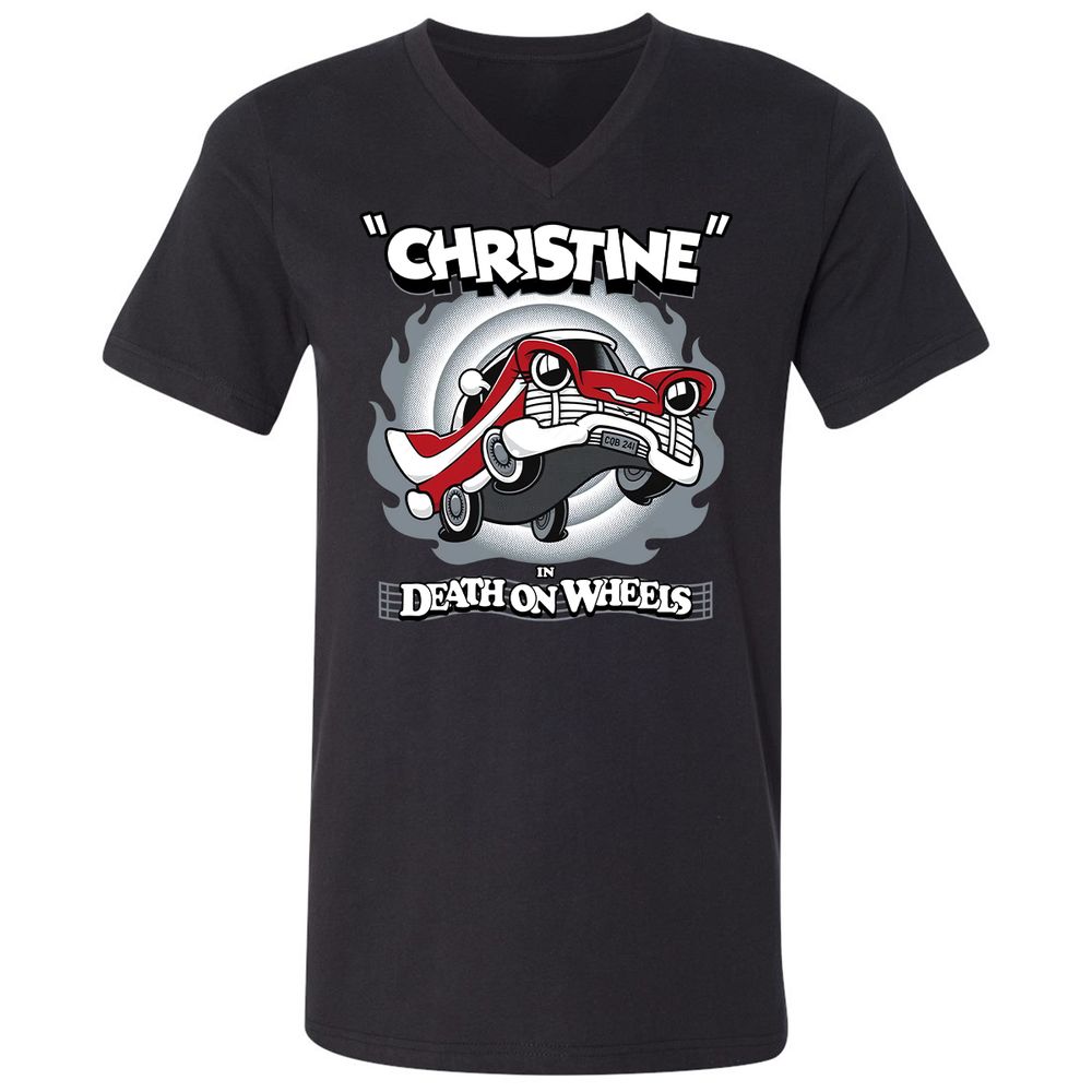 Unisex V-Neck T-Shirt - HTDZKFAT - Black - 1