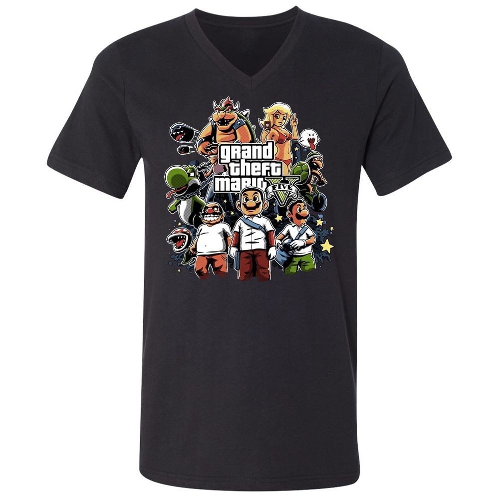 Unisex V-Neck T-Shirt - F39AGP7U - Black - 1