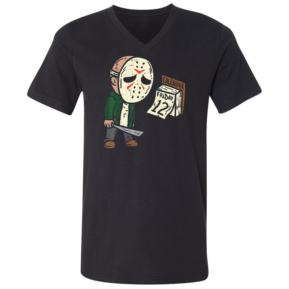 Unisex V-Neck T-Shirt - W1U9XN6D - Black - 1