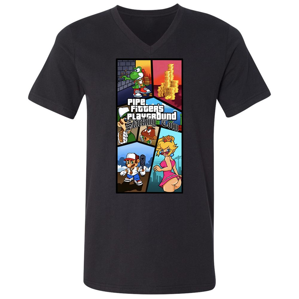 Unisex V-Neck T-Shirt - DYXCW3KN - Black - 1