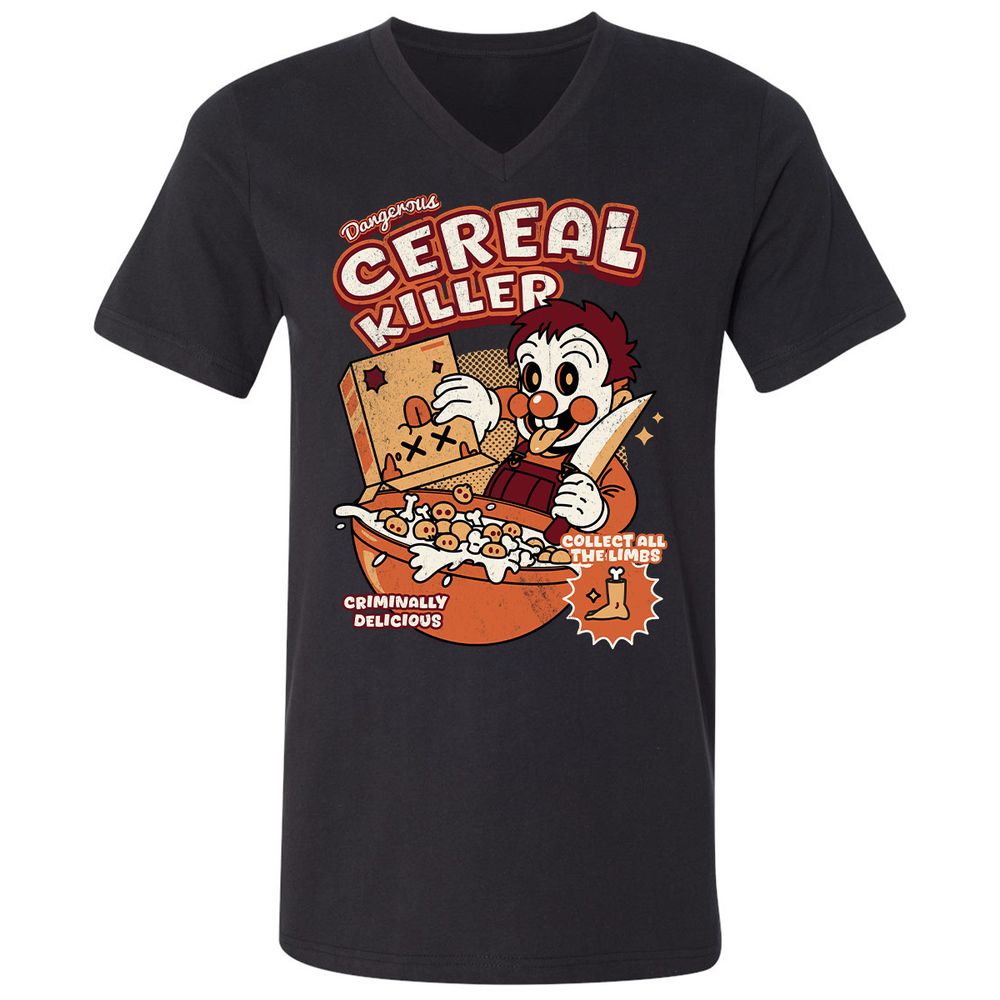 Unisex V-Neck T-Shirt - 7K6KNX7Q - Black - 1