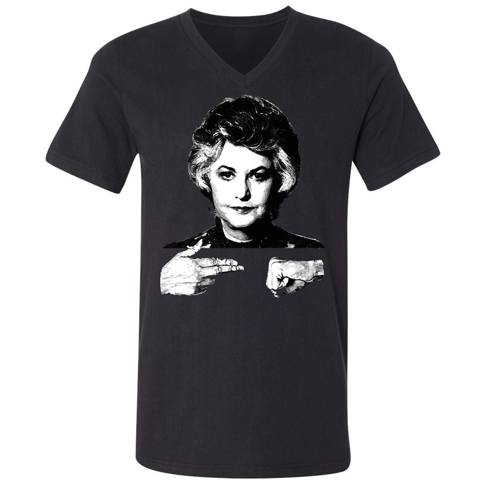 Unisex V-Neck T-Shirt - Q6SB1TZ8 - Black - 1
