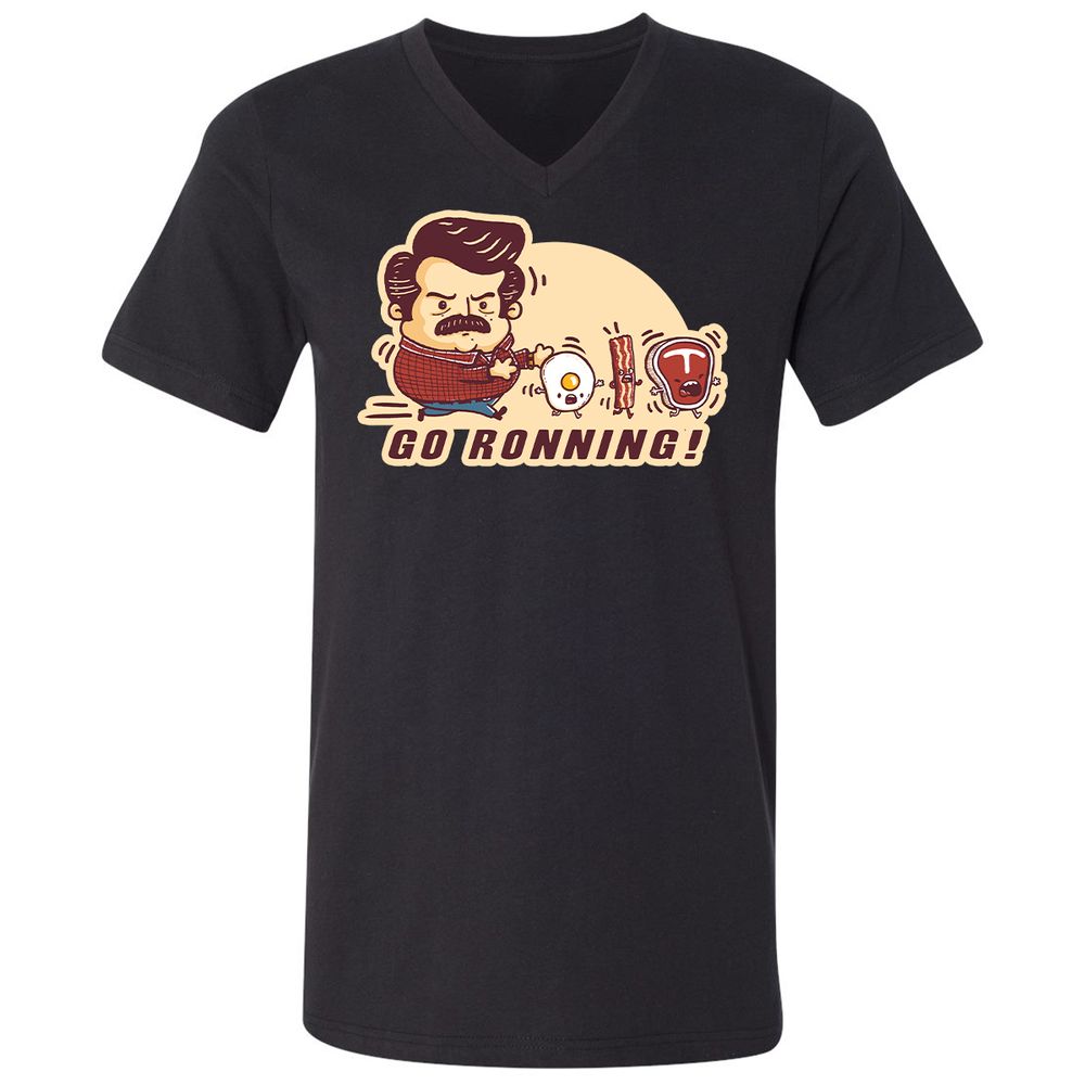 Unisex V-Neck T-Shirt - 47TZFM8T - Black - 1