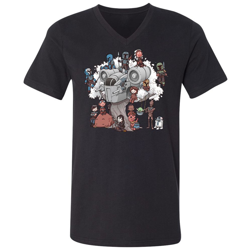 Unisex V-Neck T-Shirt - U18TNB6W - Black - 1