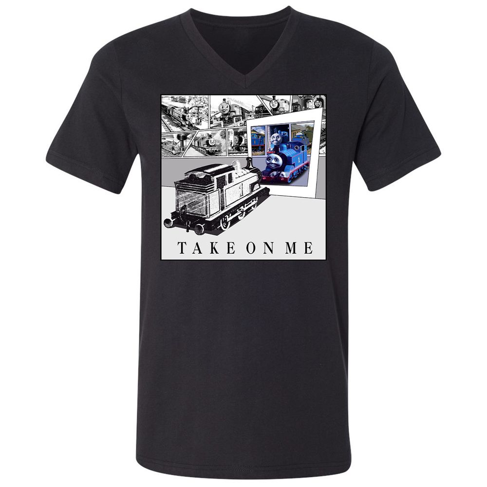 Unisex V-Neck T-Shirt - Q46QBWVE - Black - 1