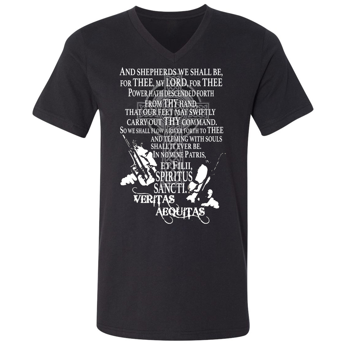 Unisex V-Neck T-Shirt - CAW5WKM2 - Black - 1