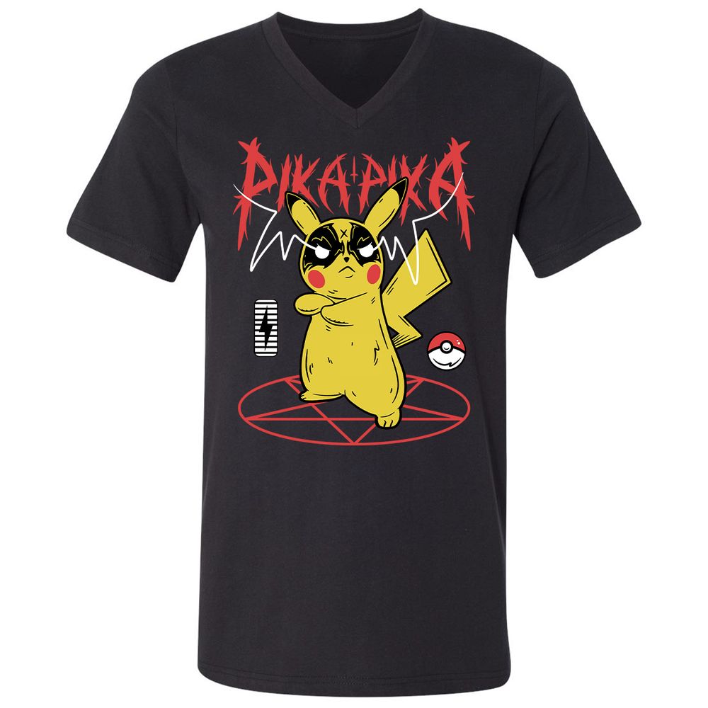 Unisex V-Neck T-Shirt - B5T1ZES6 - Black - 1