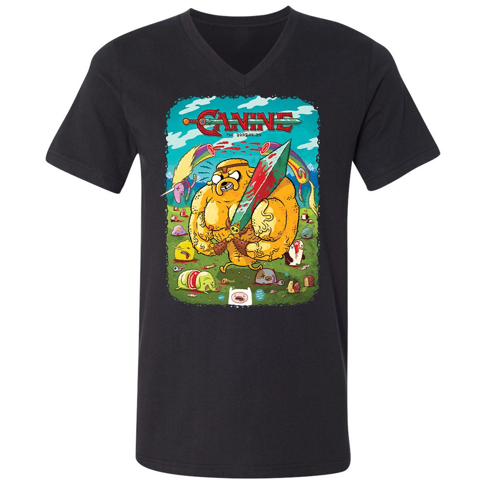 Unisex V-Neck T-Shirt - 4C6LXY9K - Black - 1