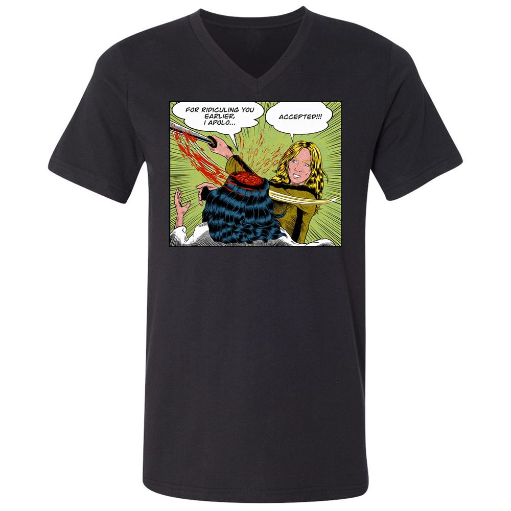 Unisex V-Neck T-Shirt - VNMTXBGW - Black - 1