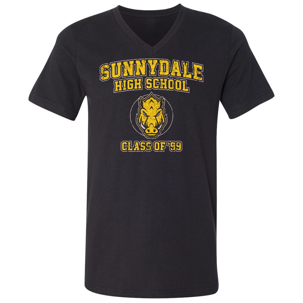 Unisex V-Neck T-Shirt - W42SJ5S4 - Black - 1