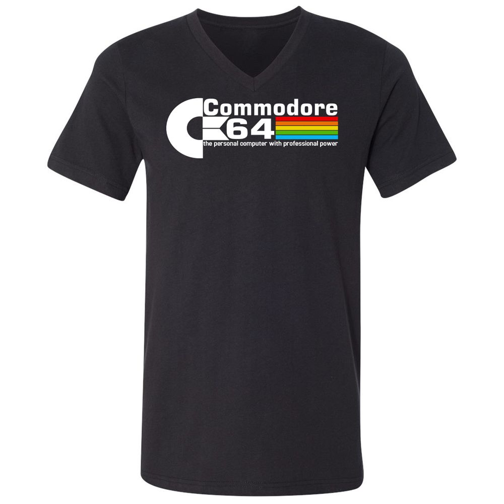 Unisex V-Neck T-Shirt - QE6GK54M - Black - 1