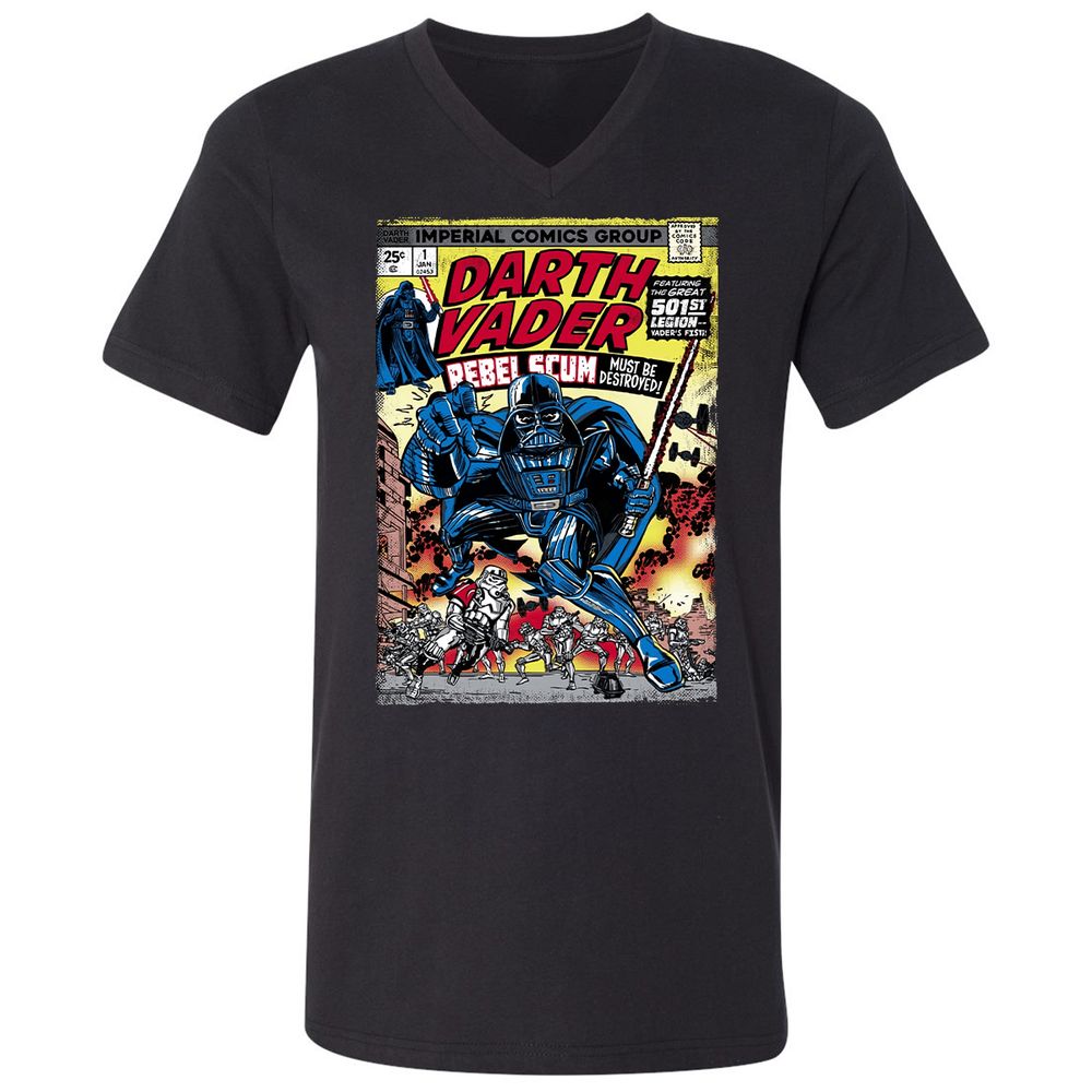 Unisex V-Neck T-Shirt - SB6UK3FJ - Black - 1