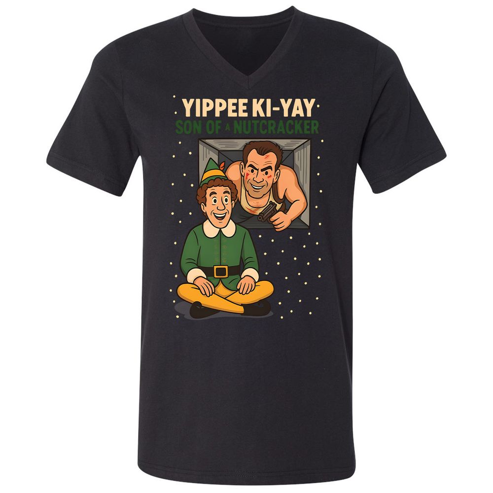 Unisex V-Neck T-Shirt - XKWK27BP - Black - 1