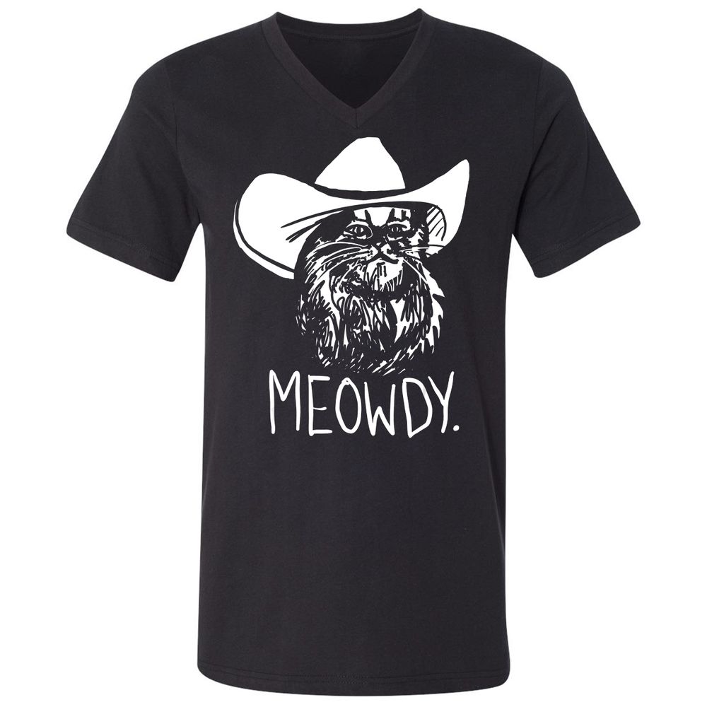 Unisex V-Neck T-Shirt - T9XRHC85 - Black - 1