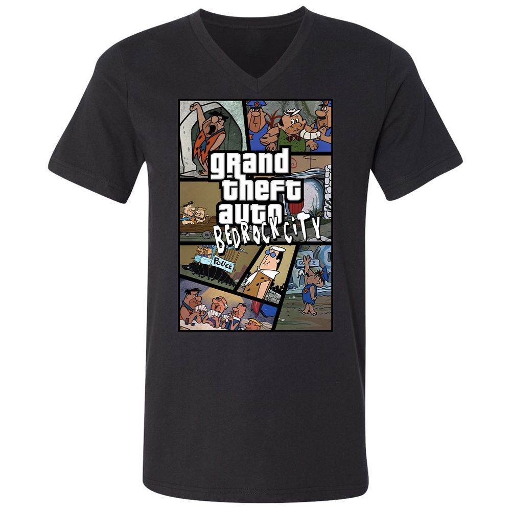Unisex V-Neck T-Shirt - 7R8V4MEM - Black - 1
