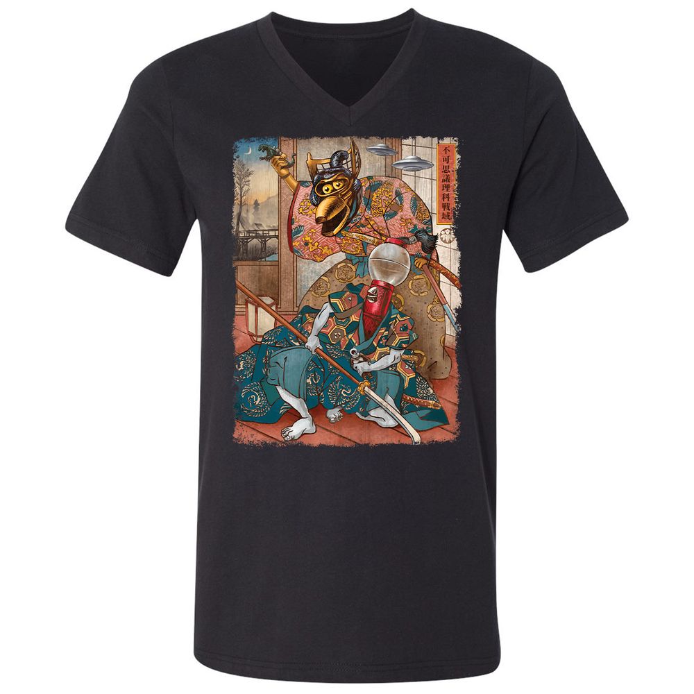 Unisex V-Neck T-Shirt - W9TTMX4X - Black - 1