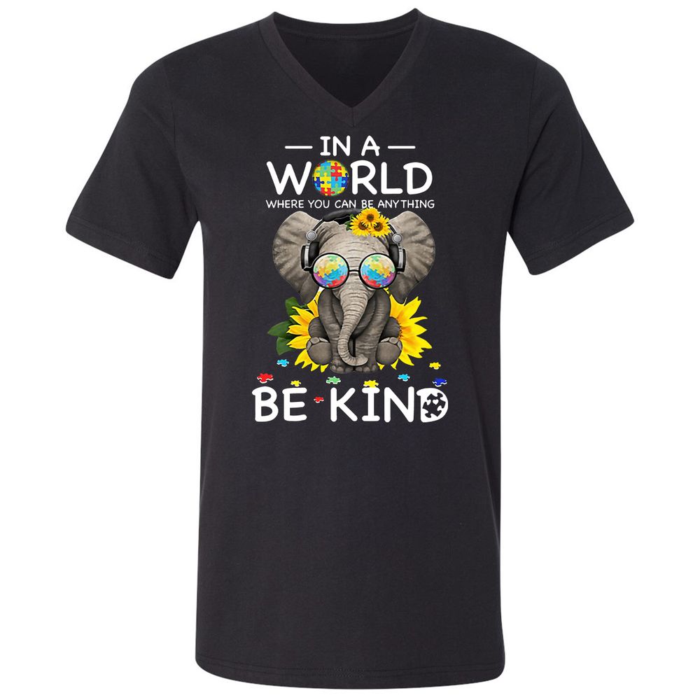 Unisex V-Neck T-Shirt - G77U5664 - Black - 1