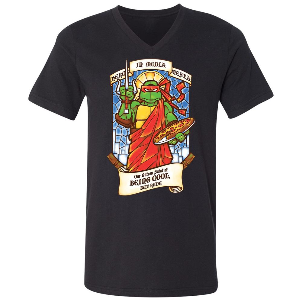 Unisex V-Neck T-Shirt - Y6FLAE1C - Black - 1