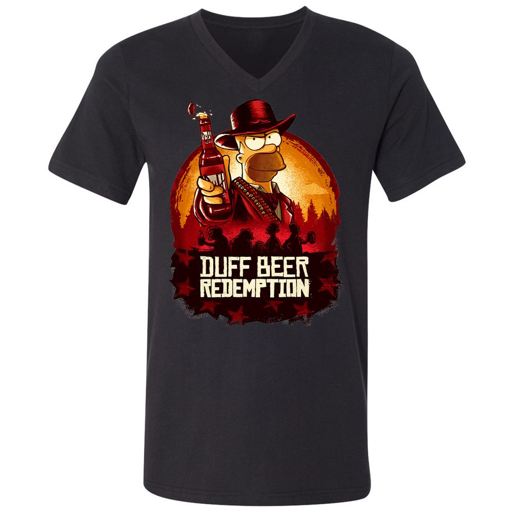 Unisex V-Neck T-Shirt - 3753U7E8 - Black - 1