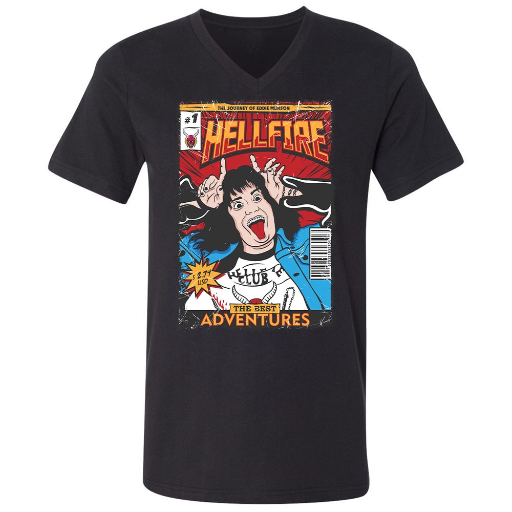 Unisex V-Neck T-Shirt - 8YBTTG9G - Black - 1