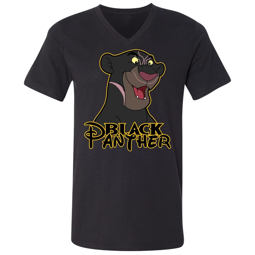 Unisex V-Neck T-Shirt - 7LRP445Z - Black - 1