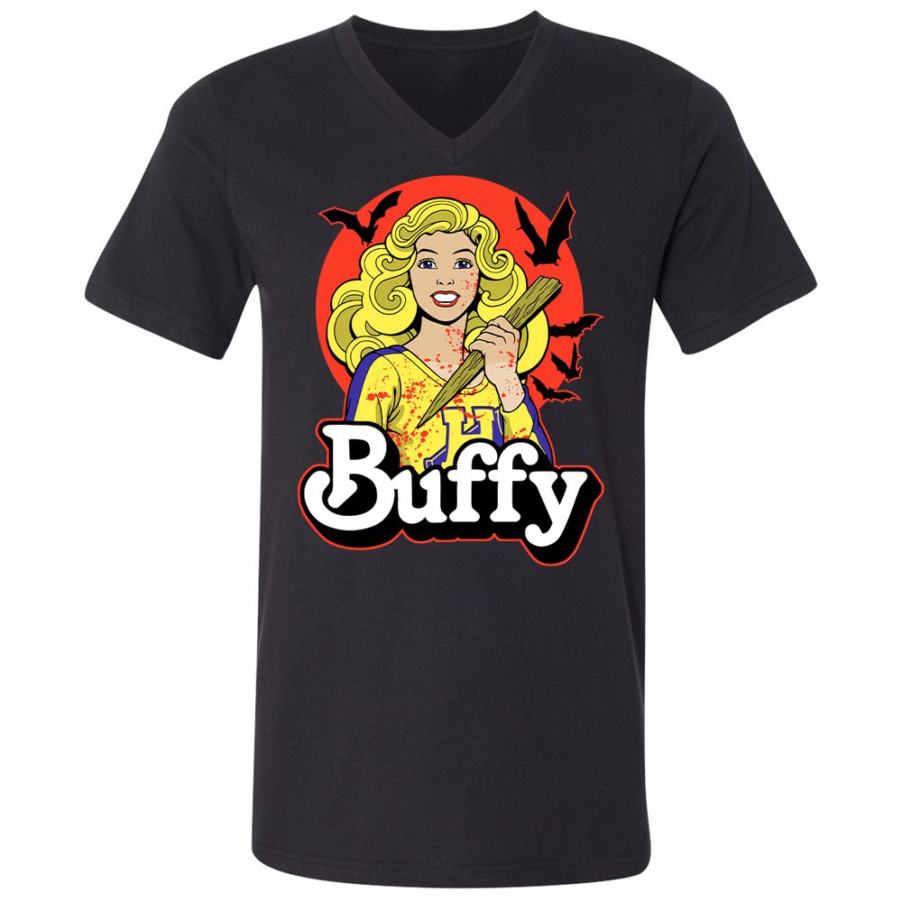 Unisex V-Neck T-Shirt - 5NQ9F77N - Black - 1