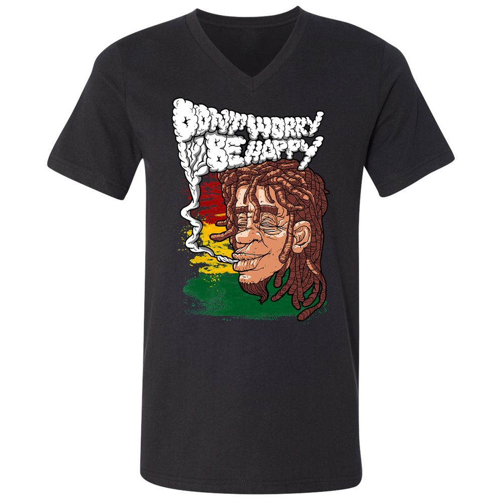 Unisex V-Neck T-Shirt - TJG3RWVK - Black - 1
