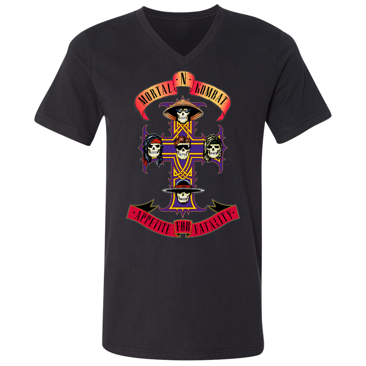 Unisex V-Neck T-Shirt - EB1QCC9P - Black - 1