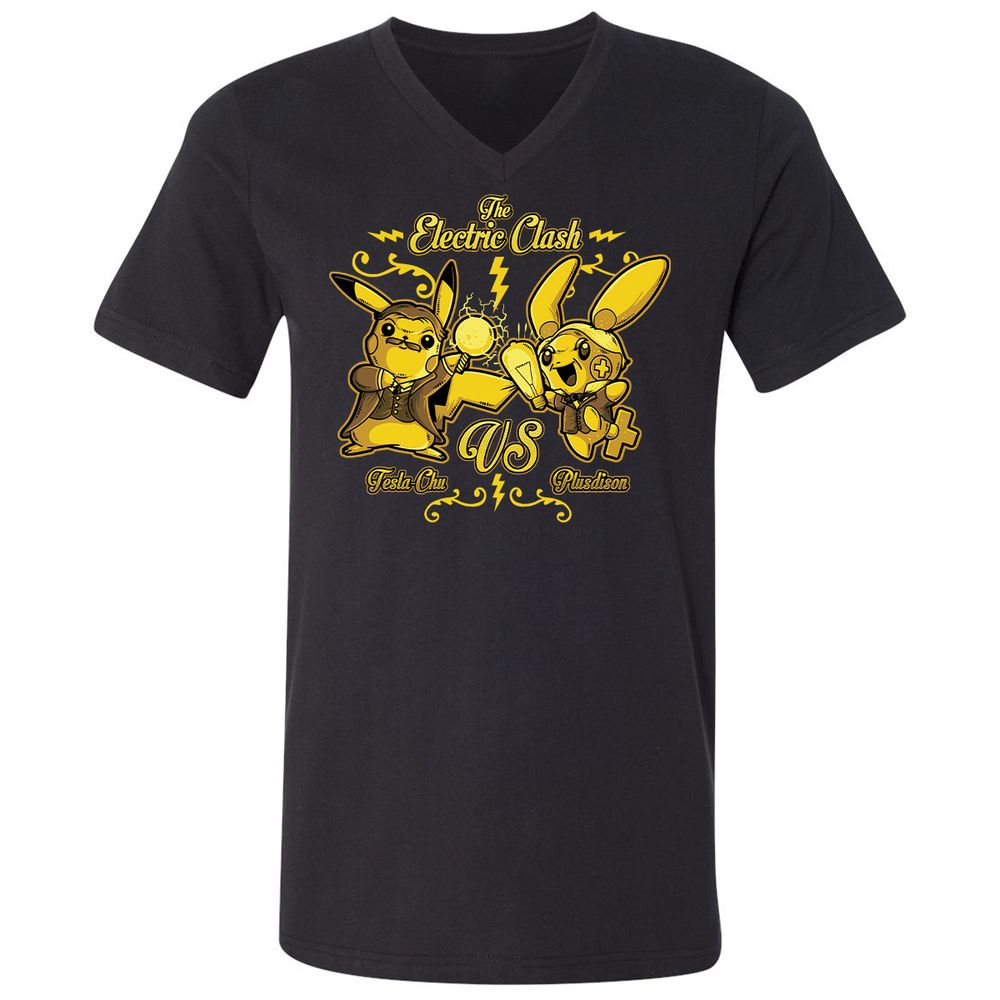 Unisex V-Neck T-Shirt - QWFGCXPK - Black - 1