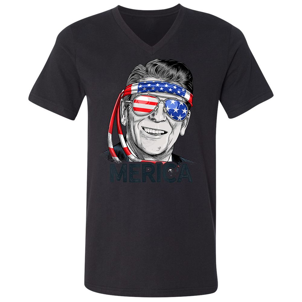 Unisex V-Neck T-Shirt - L1X8JY6Y - Black - 1