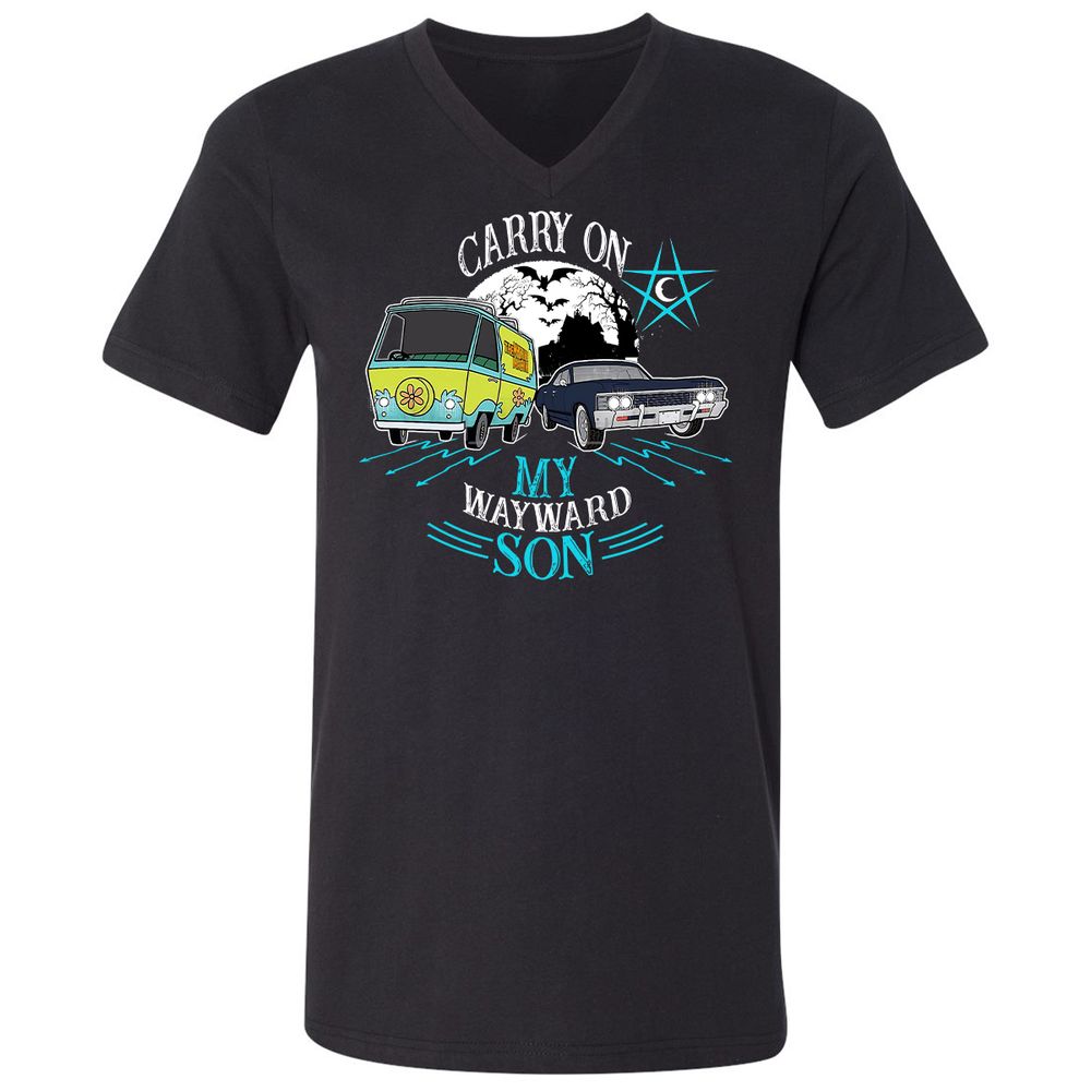 Unisex V-Neck T-Shirt - TZZBD337 - Black - 1