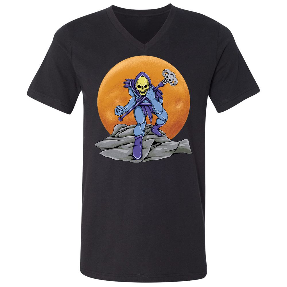 Unisex V-Neck T-Shirt - RPMY84HJ - Black - 1