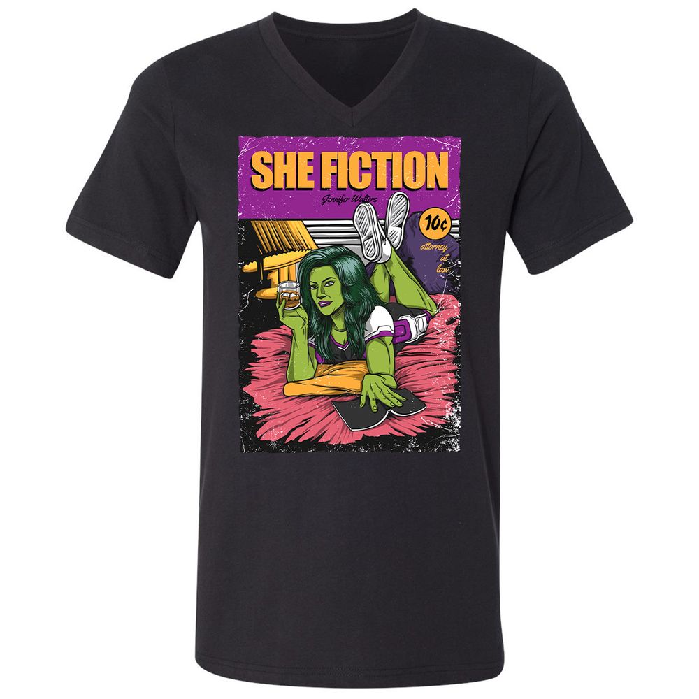 Unisex V-Neck T-Shirt - X1QNLK64 - Black - 1