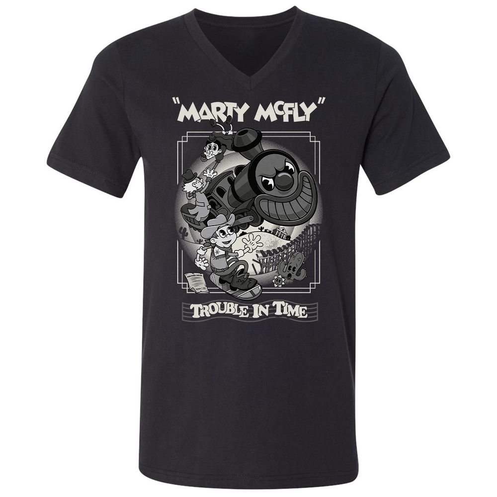 Unisex V-Neck T-Shirt - QHEKWS1M - Black - 1