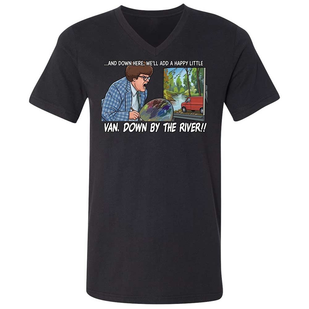 Unisex V-Neck T-Shirt - H3XCQJWC - Black - 1