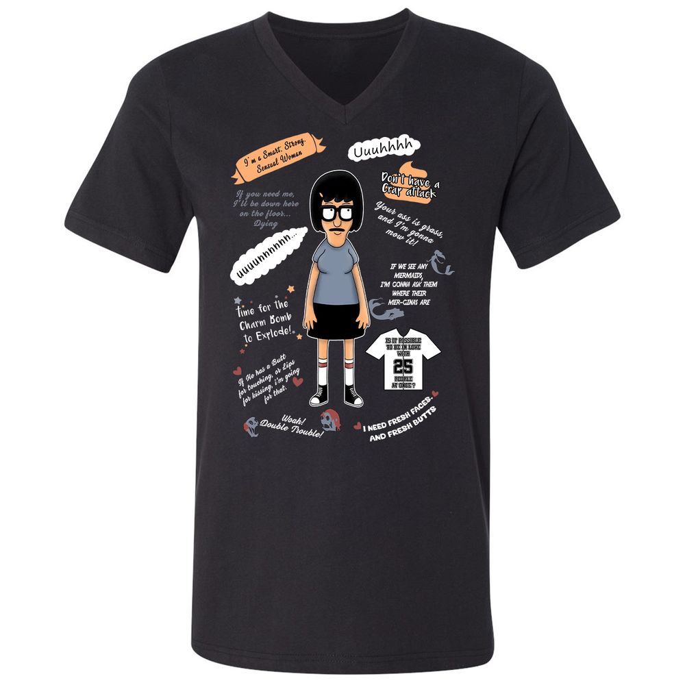 Unisex V-Neck T-Shirt - T3CZVEXZ - Black - 1