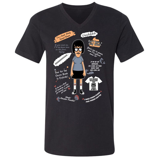 Unisex V-Neck T-Shirt - T3CZVEXZ - Black - 1