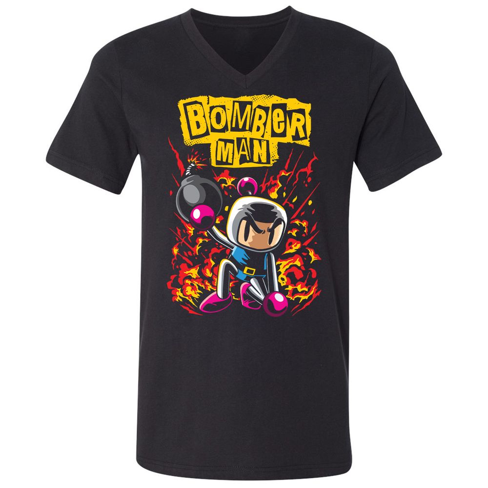 Unisex V-Neck T-Shirt - 7Q7M147A - Black - 1