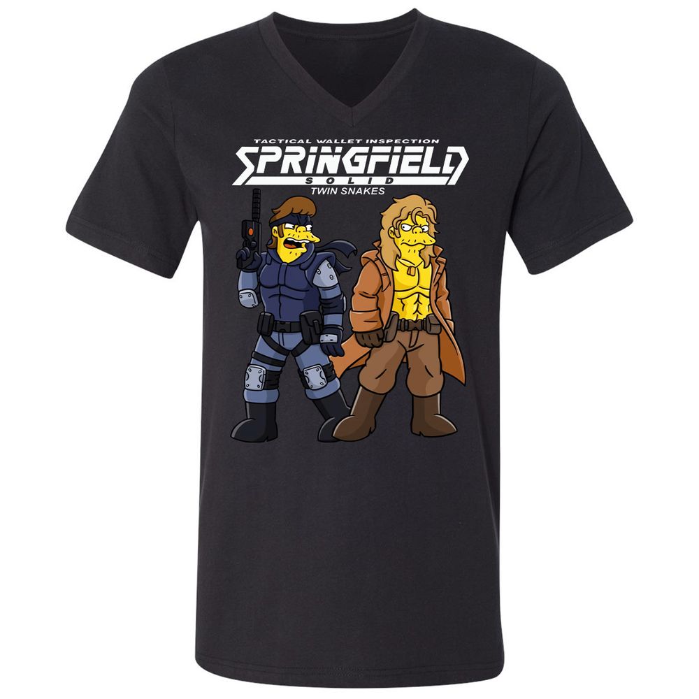 Unisex V-Neck T-Shirt - WKJ74NRA - Black - 1
