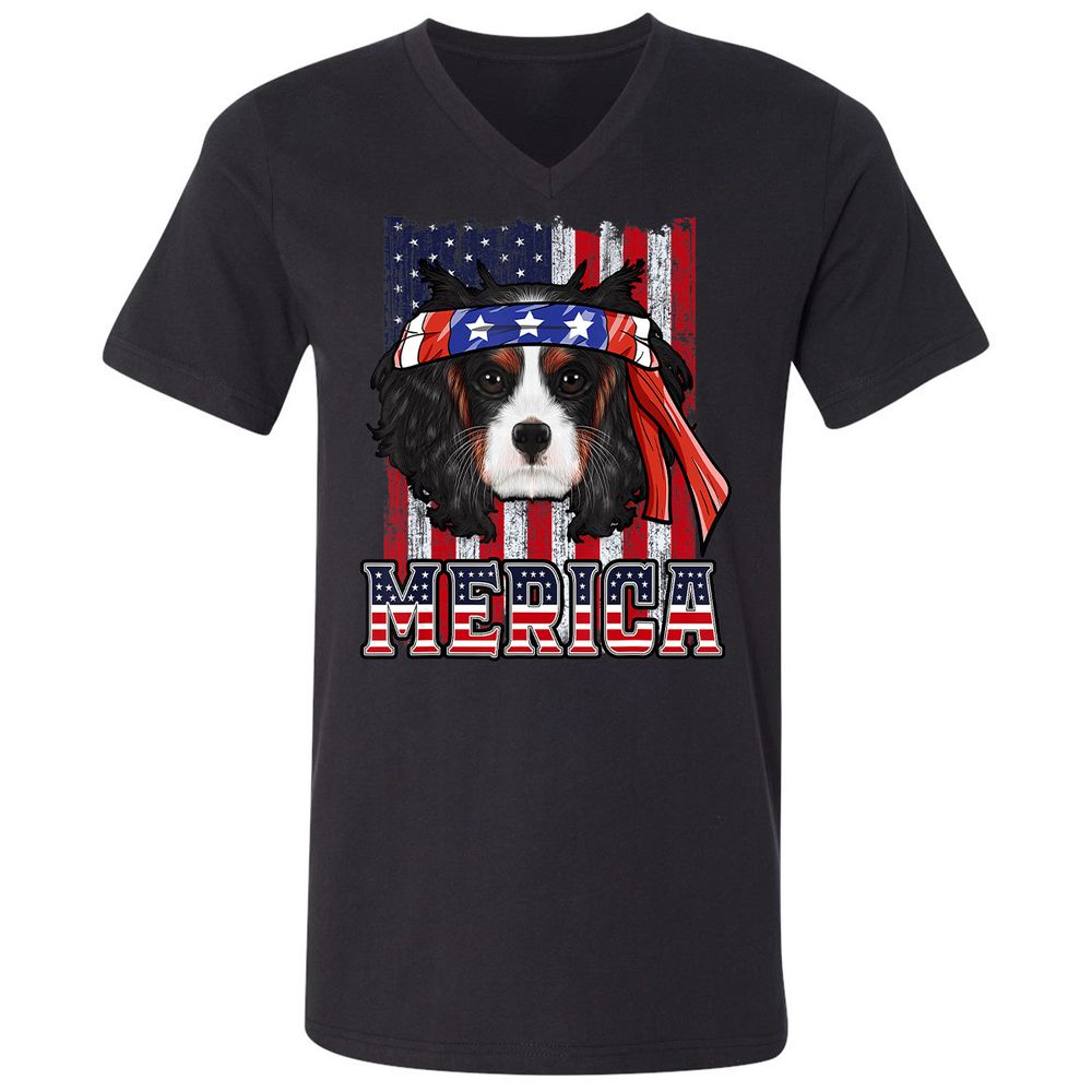 Unisex V-Neck T-Shirt - PRX98J7N - Black - 1