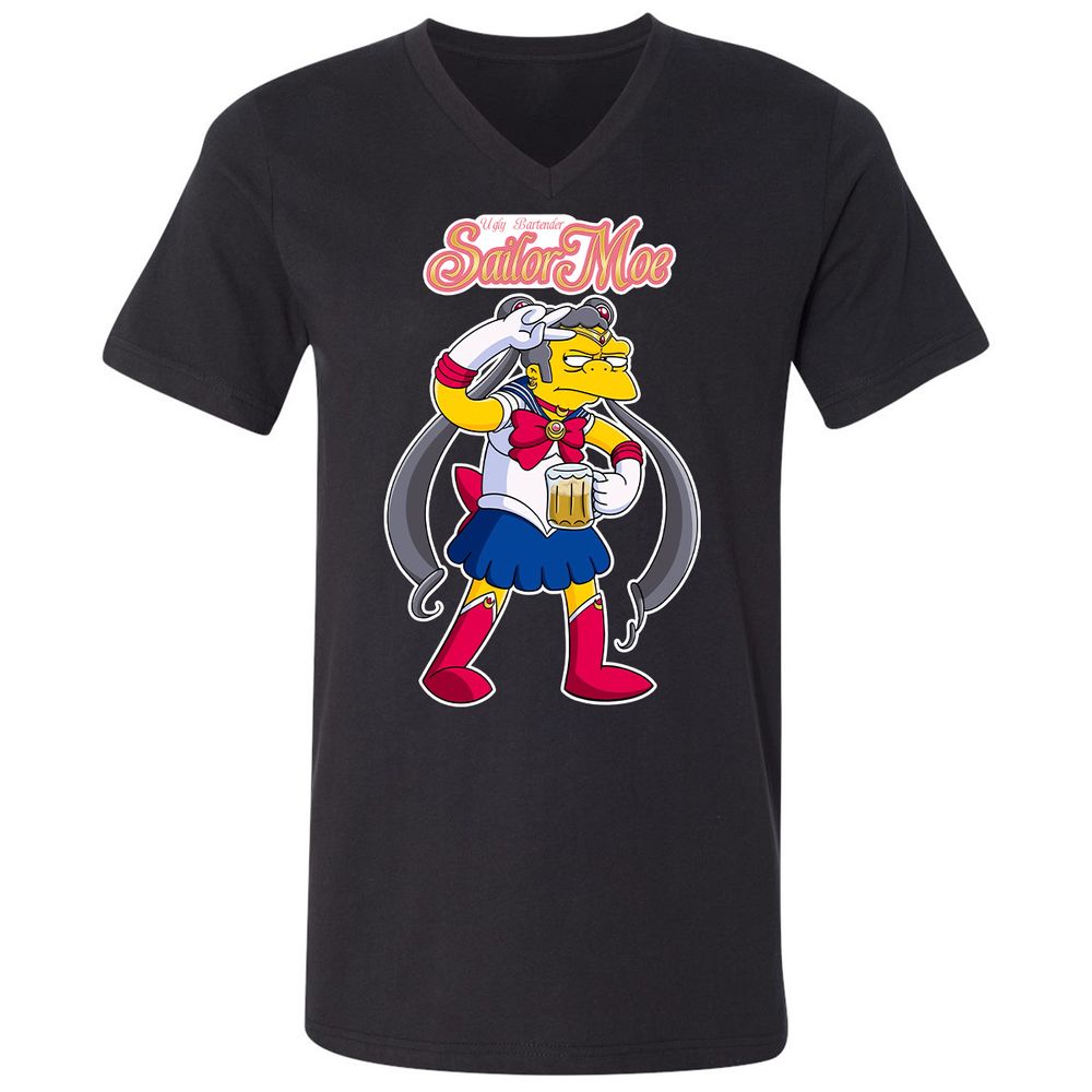 Unisex V-Neck T-Shirt - RP5NB6MK - Black - 1