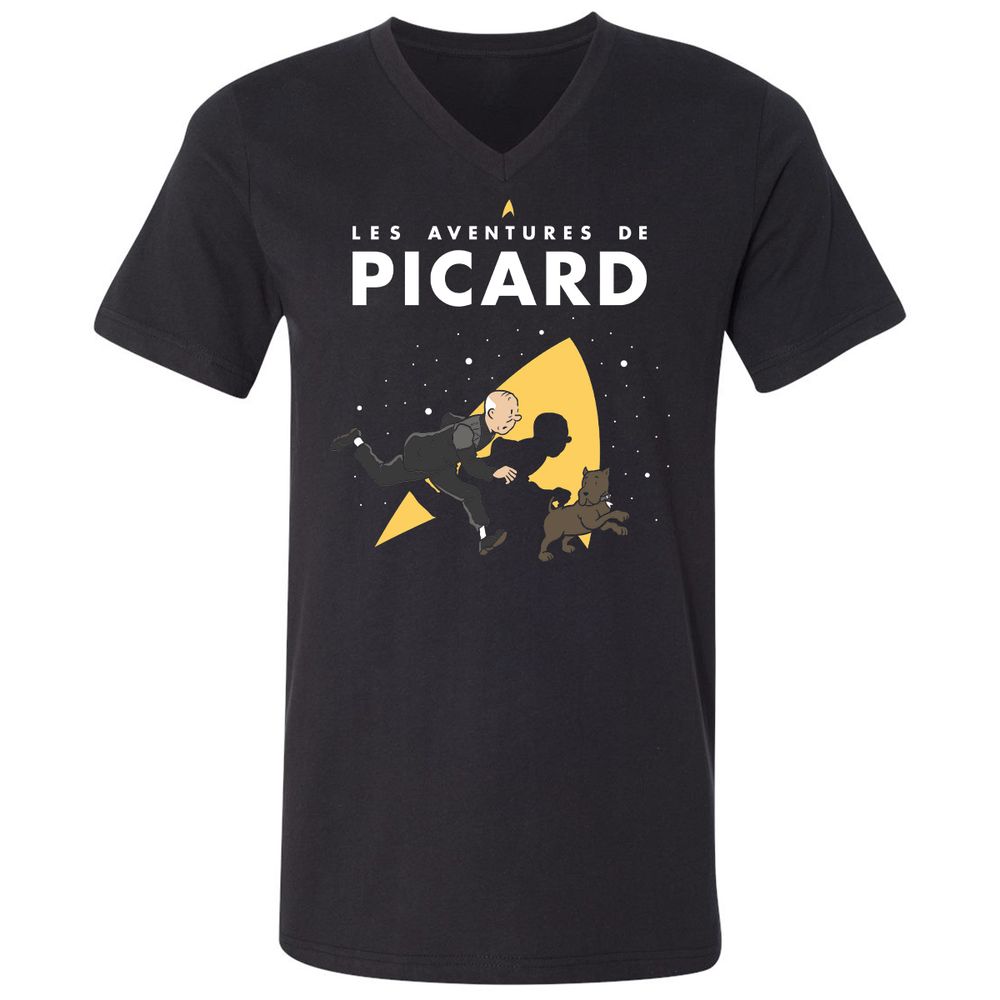 Unisex V-Neck T-Shirt - LZW8TEDW - Black - 1